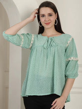 Green Peplum Women's Top-JNT-2023Green